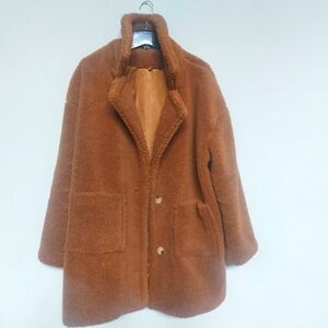 Women's Caramel Brown Teddy Coat Size XL